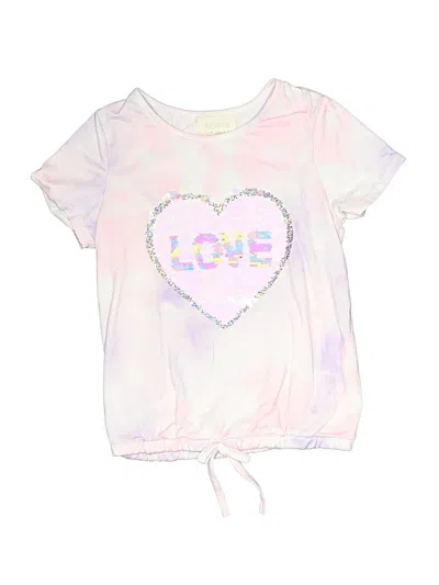 Pre-owned Btween Kids' Short Sleeve Top Pink Hearts Pattern Sweetheart Neckline Tops
