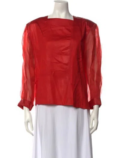 Pre-owned Buci Vintage Silk Blouse In Orange/red