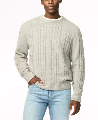 Buffalo David Bitton Men's Wicap Classic-fit Cable-knit Crewneck Sweater In White
