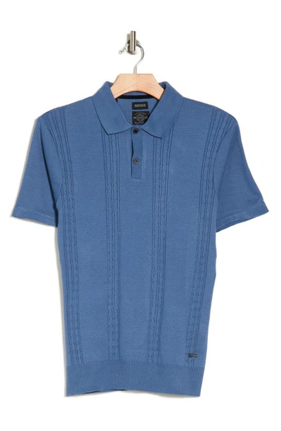 Buffalo Jeans Wagners Cotton Pointillé Short Sleeve Polo In Blue