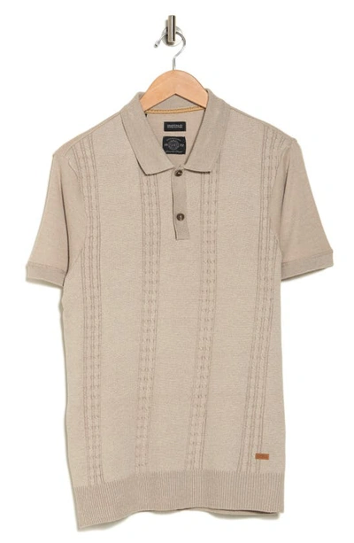 Buffalo Jeans Wagners Cotton Pointillé Short Sleeve Polo In Oatmeal Mix