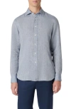 Bugatchi Axel Linen Button-up Shirt In Navy