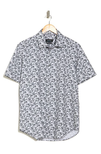 Bugatchi Geo Print Ooohcotton® Short Sleeve Button-up Shirt In Chalk