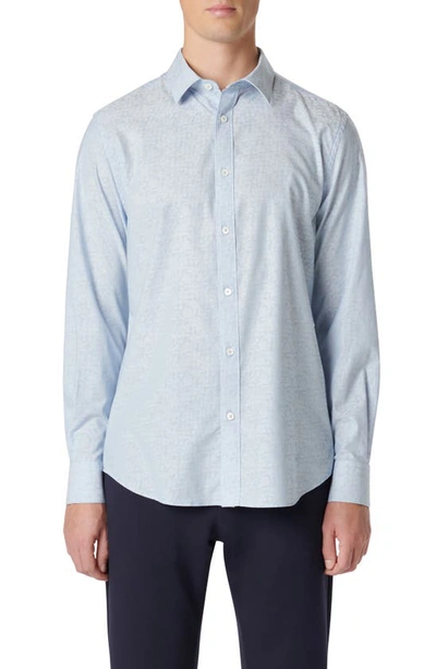 Bugatchi Julian Shaped Fit Stripe Stretch Cotton Button-up Shirt In Classic Blue