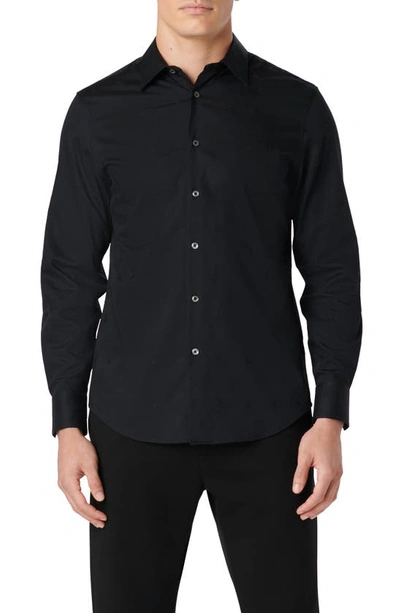 Bugatchi Julian Shaped Fit Woven Button-up Shirt In Black