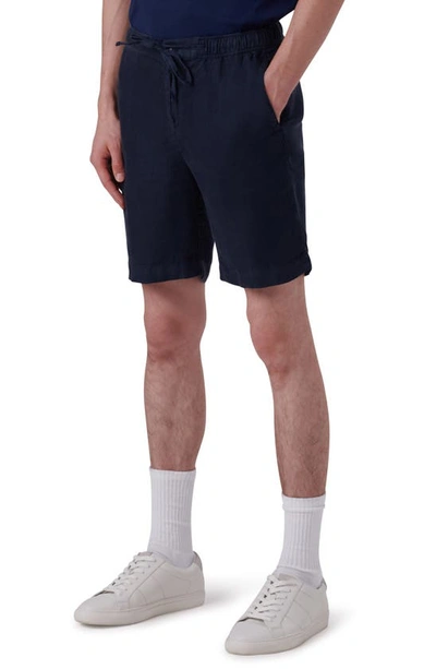 Bugatchi Linen Drawstring Shorts In Navy