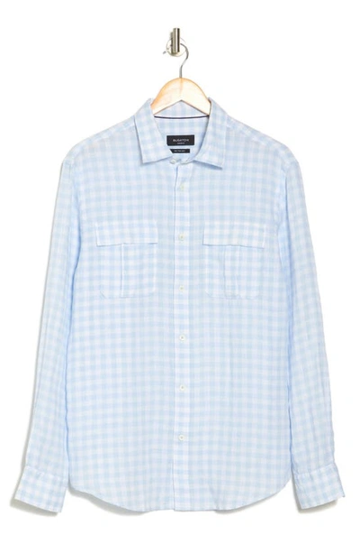 Bugatchi Long Sleeve Stretch Linen Button-up Shirt In Air Blue