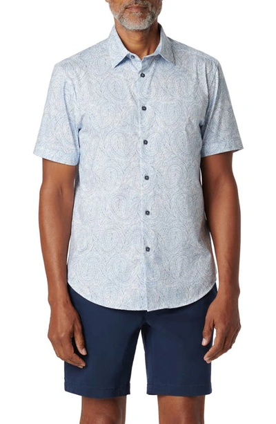 Bugatchi Miles Ooohcotton® Floral Short Sleeve Button-up Shirt In Sky