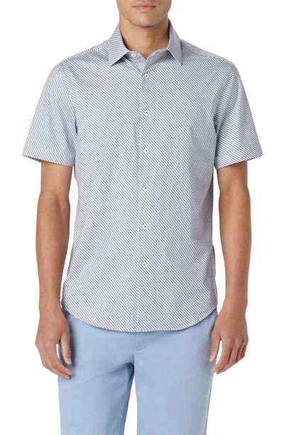 Bugatchi Miles Ooohcotton® Geometric Short Sleeve Button-up Shirt In Riviera