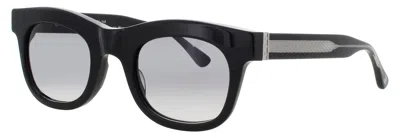 Bugatti Classic Acetate Sunglasses With Gradient Lenses In Bk/ss - Black/sterling Silver / Gey Gradient