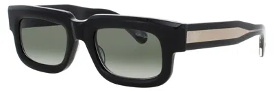 Bugatti Square Frame Sunglasses In Bk/wg - Black/white Gold / Green Gradient