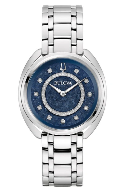 Bulova Duality Diamond Bracelet & Two Leather Straps Watch Set, 34mm In Silverone