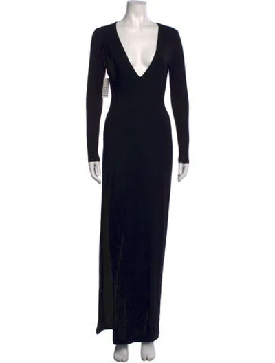Pre-owned Bumpsuit Plunge Neckline Long Dress W/ Tags In Black