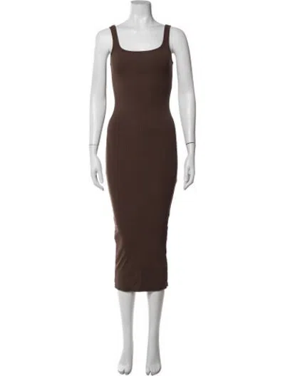 Pre-owned Bumpsuit Square Neckline Midi Length Dress In Brown
