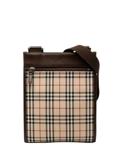 Pre-owned Burberry 2000-2017 House Check Canvas Crossbody Bag In Neutral