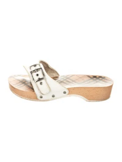 Pre-owned Burberry 2003 Nova Check Pattern Slides In White