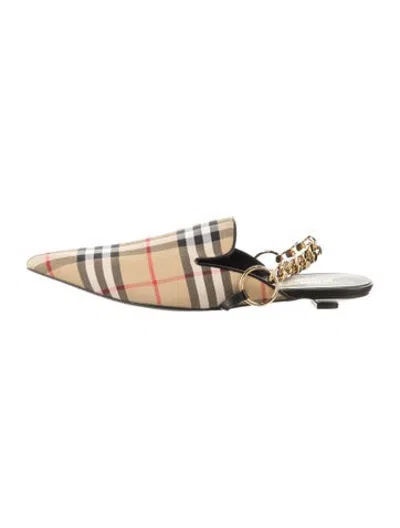 Pre-owned Burberry 2020 Pointed-toe Chain Strap Mule Mules W/ Tags In Neutrals