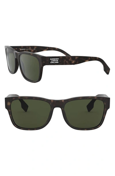 Burberry 57mm Sunglasses In Matte Havana/ Green