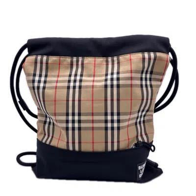 Pre-owned Burberry Beige Black Canvas Backpack () In Beige, Black