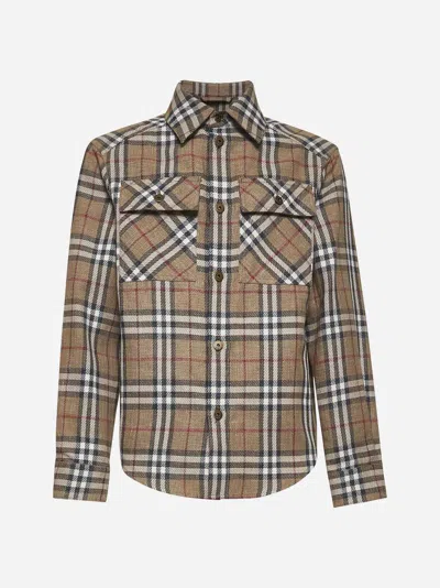 Burberry Beige Check Cotton And Linen Shirt