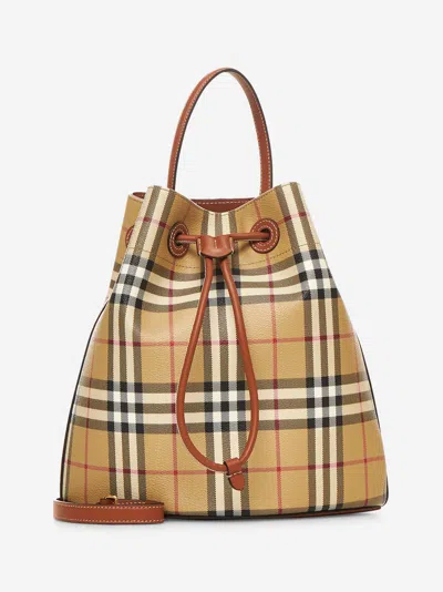 Burberry Beige Check Small Bucket Bag