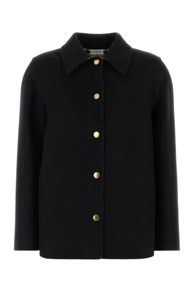 Burberry Black Wool Jacket In Multi