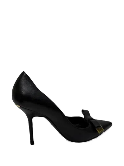 Pre-owned Burberry Bow-accent Pointed-toe Pumps In Black