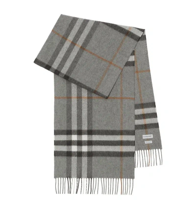 Burberry Cashmere Check Scarf In Grey