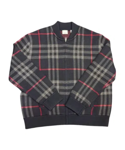 Burberry Check Cardigan In Black