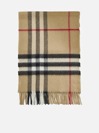 Burberry Check Cashmere Scarf In Archive Beige