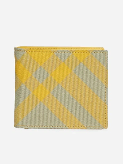 Burberry Check Fabric Bifold Wallet In Hunter | ModeSens