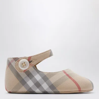 Burberry Check Motif Mary Jane Ballet Flats In Cotton In Multi