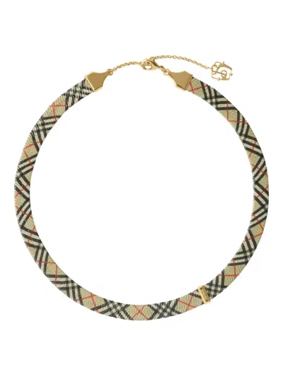 Burberry Check-print Chain Necklace In Brown