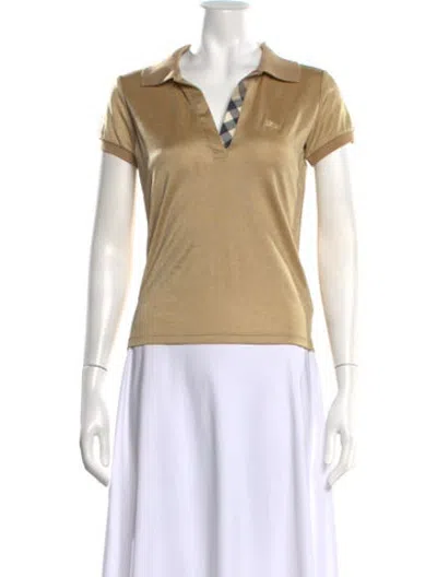 Pre-owned Burberry Colorblock Pattern V-neck Polo In Neutrals