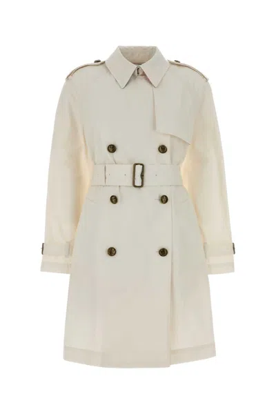 Burberry Cotton Belgravia Trench Jacket In White
