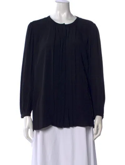 Pre-owned Burberry Crew Neck Long Sleeve Blouse In Black