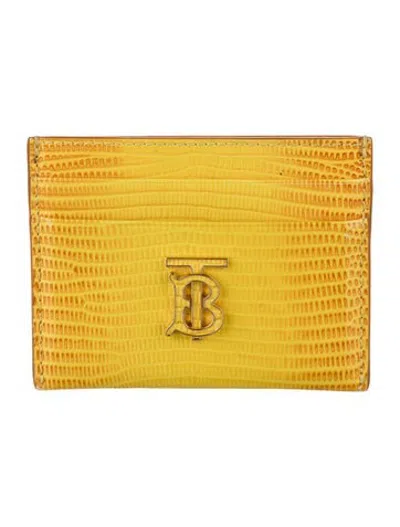 Pre-owned Burberry Embossed Leather Animal Print Card Holder In Yellow