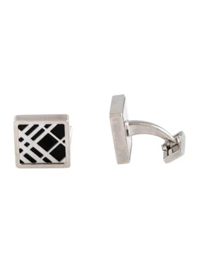 Pre-owned Burberry Enamel Cufflinks In Black