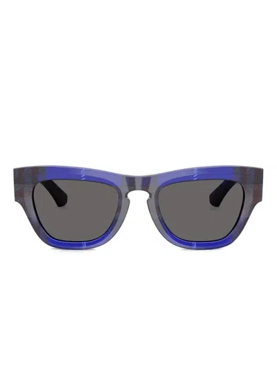 Burberry Eyewear Check-pattern Square-frame Sunglasses In Blue
