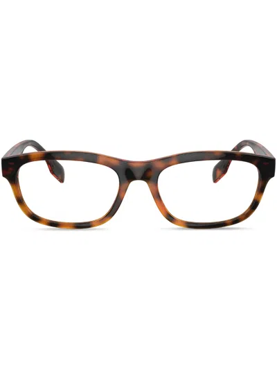 Burberry Eyewear Logo-print Rectangle-frame Glasses In Braun