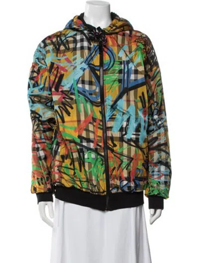 Pre-owned Burberry Graphic Print Bomber Jacket In Black