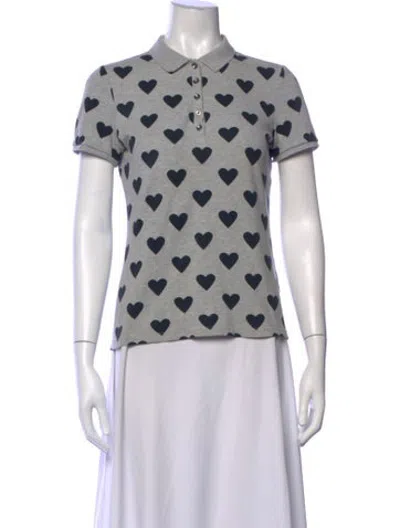 Pre-owned Burberry Graphic Print Short Sleeve Polo In Grey