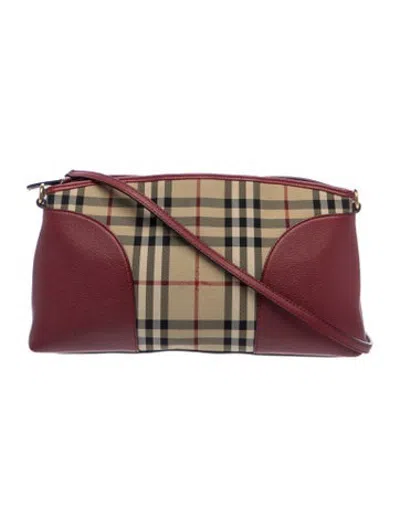 Pre-owned Burberry Horseferry Check Crossbody Bag In Neutrals/red