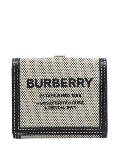 Pre-owned Burberry Horseferry Logo Trifold Wallet In Grey