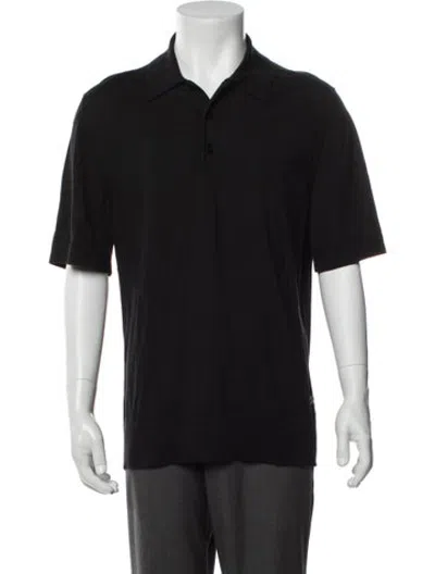 Pre-owned Burberry House Check Pattern Wool Polo Shirt In Black