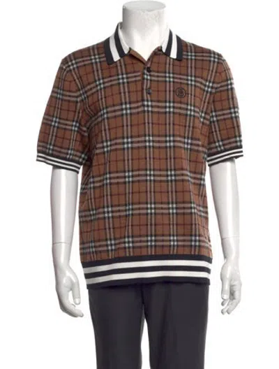 Pre-owned Burberry House Check Pattern Wool Polo Shirt In Brown