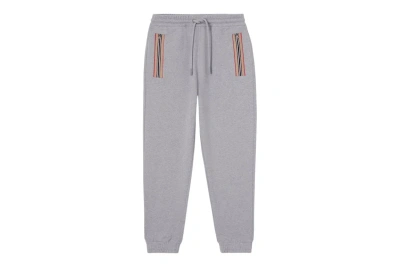 Pre-owned Burberry Icon Stripe Detail Cotton Jogging Pants Grey