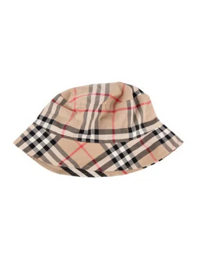 Pre-owned Burberry Babies' Infants' Checkprint Bucket Hat In Neutrals