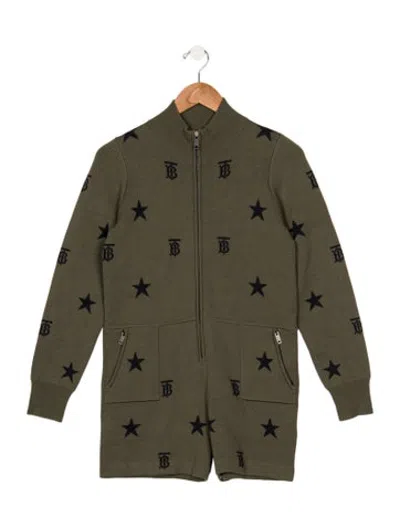 Pre-owned Burberry Kids' Girls' Wool Patterned Jumpsuit W/tags In Green