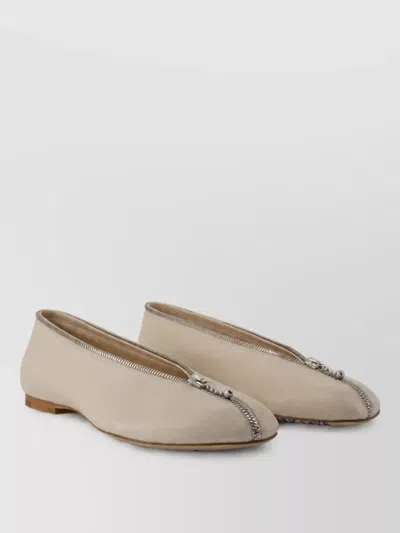 Burberry Leather Ballerina Shoes In Brown